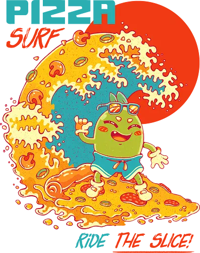 PIZZA SURF - pizza party, cute, joke, funny, pizza, surf, summer, cool, vacation - Standard T-Shirt