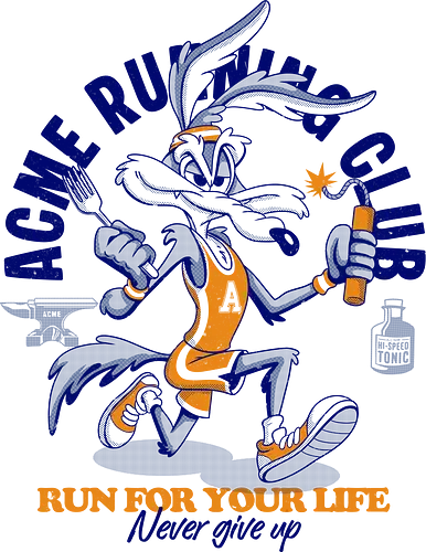 Run for Your Life - retro, cartoon, humor, funny, vintage, running, runner, speed, adventure, action, sport, racing, classic, nostalgia, popculture, animation, comic, character, energetic, fast, escape, chase, vintageart, streetwear, colorful, illustration, athletics, motivation, nevergiveup, fun - Standard T-Shirt