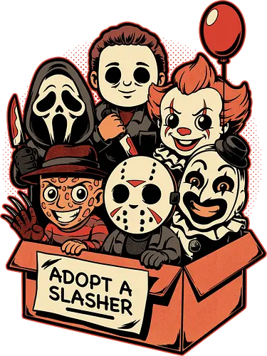 Adopt Slash Horror - Killer, Assassin, Gore, Halloween, Halloween Movie, Halloween Movies, Friday, vintage, Ghost, Clown, Evil Clown, Nightmare, Adoption, Adopt, Pet Adoption, Adopt Me, Slasher, Slash, Classic Horror, Horror, Horror Comedy, Horror Movies, Horror Movie, 80s Horror, Survival Horror, Cosmic Horror, Horror Fan Art, Cute Horror, Horror Aesthetic, Movies, Movie, Classic Movie, Classic, Classic Movies, Survival, Survive, Fan Art, Mashup, Cute, Spooky Season, Spooky, Spooky Cute, Spooky Art, Spooky, Creepy Monsters, Creepy, Monsters, Monster, Scary Movie, Scary, Scary Art, Serial Killer, retro - Standard T-Shirt