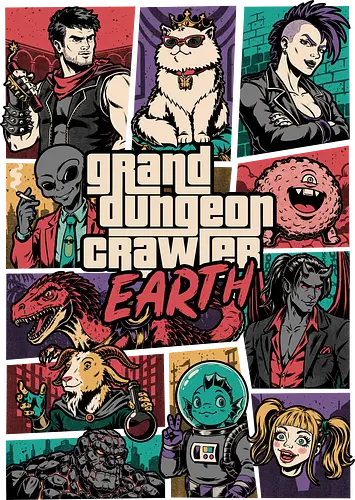 Dungeon Crawler Game - Action, Nerd, Geek, Fantasy, Adventure, Rpg, Litrpg, Book, Books, Bookworm, Science Fantasy, Science Fiction, Scifi, Cat, Pet, Donut, Funny, Post-apocalyptic, Apocalypse, Post Apocalyptic, Apocalyptic Cats, Postapocalypse, Post-apocalypse, Poster, Parody, Dinosaur, Velociraptor, Mashup, Video Games, Video Game, Games, Game, Gang, Gangsters, Gangster - Standard T-Shirt