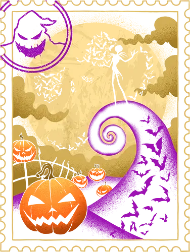 Halloween Postage - bats, trick or treat, halloween, fall, horror, mail, moonlight, nightmare, october, postage, pumpkin, scary, spooky, stamp, stamp collecting - Standard T-Shirt