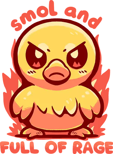 smol and full of rage - small, wild, wütend, Ente, klein, smol, full of rage, rage, rage within, anger, angry duck, duckling, fire, funny, tiny - Standard T-Shirt