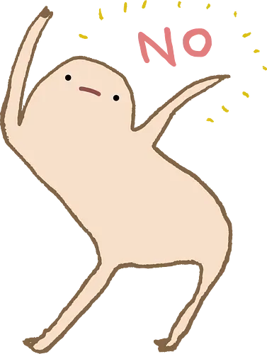 Beige Blob Kreatur Tanzt Dramatische Pose Wort NO - beige Blob Kreatur, gallertartige Meme Figur, unbeholfen tanzender Blob, neutrale komische Mimik, minimalistischer Humor Kunst, rotes zitterndes NO Wort, gelbe komische Funken, absurder Humor Druck, Internet Meme Kultur Shirt, Gen Z Humor Kunst, süßer minimalistischer Blob, ungefilterter Humor Druck, Introvertierter Humor Geschenk, surreale minimalistische Kunst, visuelles Meme Kultur - Standard T-Shirt