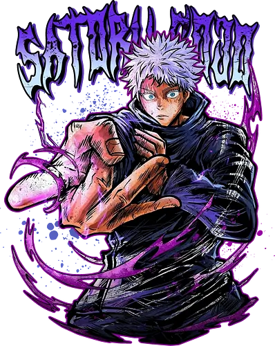 Gojo Neon Cursed Energy JJK Color - otaku streetwear, JJK colorful, Gojo Satoru, Jujutsu, neon purple, electric energy, DTF print, rave anime - Standard T-Shirt