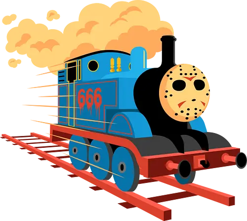 Railway To Hell - horror 666 devil halloween hell horror fan locomotive mashup parody railroad railway scary train vintage halloweenshirt - Standard T-Shirt