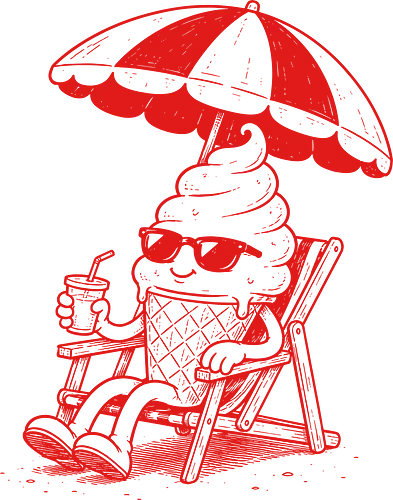 Chilling Out: The Melting Soft Serve - funny ice cream shirt, vintage cartoon food apparel, aesthetic summer clothing, cool sunglasses graphic, single color pop art tee, quirky foodie fashion, relaxed beach vibe shirt, summer vacation graphic tee, retro beach streetwear, melting soft serve design - Standard T-Shirt