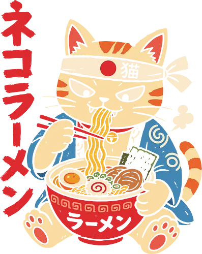 Neko Ramen: The Hungry Chef Cat - slurp noodles design, Japanese ramen shirt, neko cat graphic tee, kawaii anime food apparel, retro Japanese streetwear, sushi chef cat clothing, otaku foodie fashion, vintage linocut aesthetic, cute animal anime shirt, Japanese text graphic tee - Standard T-Shirt
