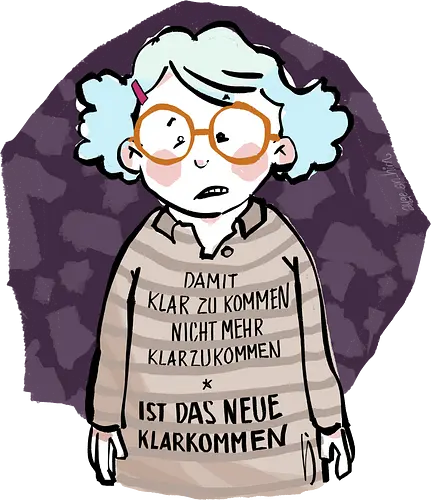 Damit klarzukommen.. - Ringelpulliweisheit, Ringelpulli, Spruch, Weisheit, Lebensweisheit, handgezeichnet, Augeanhirn - Standard T-Shirt