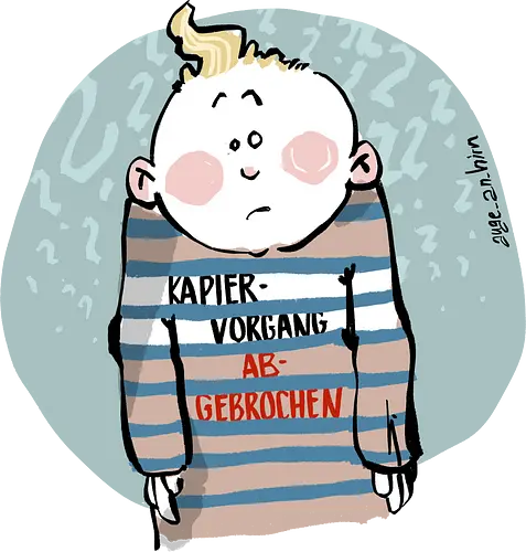 Kapiervorgang abgebrochen - Selbstironie, Streifenpulli, Spruchshirt, deutsch, Ringelpullisprüche, Ringeldinger, streifenweise, Spruch, Weisheit, Motivation, Ringelpulli, SprücheShirt, Cartoon Illustration, Statement, Ostfriesland, Nordsee, Handgezeichnet, Humor - Standard T-Shirt