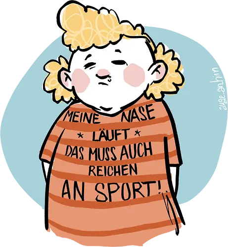 Sport - Ringelpullisprüche, Ringeldinger, Spruchshirt, deutsch, streifenweise, Spruch, Weisheit, Motivation, Ringelpulli, SprücheShirt, Cartoon Illustration, Statement, Ostfriesland, Nordsee, Handgezeichnet, Humor, Selbstironie, Streifenpulli - Standard T-Shirt