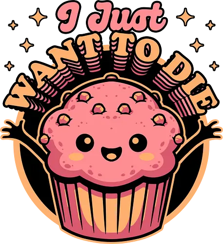 Muffin Dark Humor - Muffin, Die, Death, Dark, Dark Comedy, Dark Humor, Darkness, Cute, Adorable, Fast Food, Food, Junk Food, Cake, Cupcakes, Cupcake, Snacks, Snack, Snack Time, Snacking, Dessert, Irony, Sarcasm, Sarcastic, Sarcastic Art, Sarcastic Humor, Jokes, Joke, Healthy, Smile, Happy, Sadness, Sad, Happiness, Depressed, Depression - Standard T-Shirt
