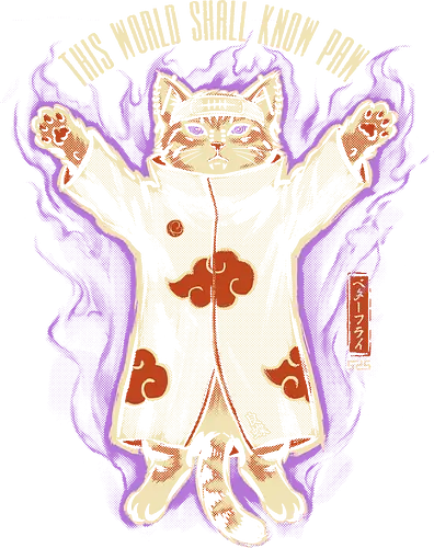 This World Shall Know Paw - quote, humor, cute, cat, anime, funny, ninja, vintage, retro, japanese, pain, akatsuki, pun, parody, mood - Standard T-Shirt
