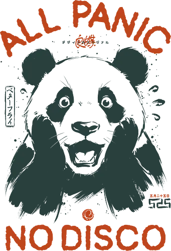 All Panic No Disco - panda, funny, panic, anxiety, vintage, retro, japanese, stress, overwhelmed, quote, humor, cute, mood, sarcastic, scream - Standard T-Shirt
