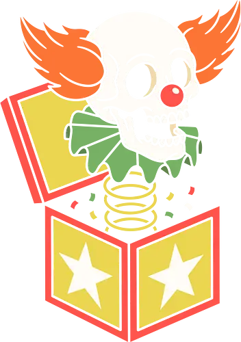 Surprise Scare: The Skull in the Box - jack in the box shirt, creepy clown graphic tee, vintage toy streetwear, skull jester apparel, spooky circus clothing, retro horror design, dark aesthetic fashion, alternative graphic tee, Halloween pop art shirt, nostalgic creepy merch - Standard T-Shirt