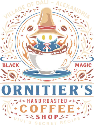 Ornitier Coffee Vintage - ff14, Cloud, Villain, video game, fat chocobo, vivi ornitier, black mage, quina quen, Cactus, Kupo, Kweh, ff9, final 9, fantasy - Standard T-Shirt