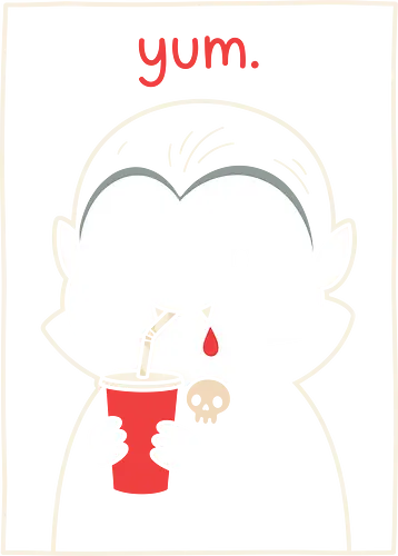 Vampire's Craving: The Red Cup - red cup vampire tee, alternative pop art fashion, creepy cute graphic shirt, funny vampire shirt, minimalist halloween graphic tee, negative space spooky apparel, cute goth streetwear, dark humor clothing, aesthetic dracula design, subtle horror merch - Standard T-Shirt