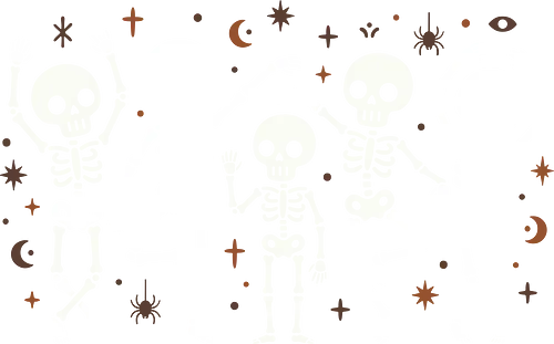 Celestial Spooks: The Dancing Skeletons - cute dancing skeletons shirt, boho witchy graphic tee, celestial halloween apparel, spooky cute streetwear, pastel goth skeleton merch, minimalist skull design, moon and stars clothing, aesthetic autumn fashion, friendly skeleton illustration, indie alternative halloween tee - Standard T-Shirt