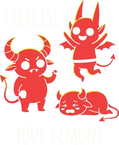 Exercise Your Demons: The Workout Crew - funny workout shirt, exercise your demons graphic tee, cute demon apparel, sarcastic gym clothing, fitness humor streetwear, relatable workout merch, chubby demon design, edgy fitness fashion, funny fitness motivation, kawaii hell graphic - Standard T-Shirt