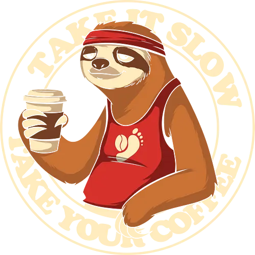 Slow Brew Runner - humor, food, coffee, sloth, running, sports, irony, funny, energy, morning, beverage, gym, relax, fitness - Standard T-Shirt