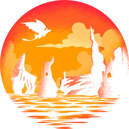 Land Of Dragons - dragon, berk, fantasy, isle, landscape, medieval, movies, negative space art, nordic, retro, scandinavian, Dragon, valhalla, viking, vintage - Standard T-Shirt