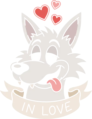 Puppy Love: The Smitten Wolf - in love wolf shirt, retro cartoon dog graphic, funny puppy love apparel, vintage animal streetwear, romantic graphic tee, goofy husky design, pastel aesthetic clothing, traditional tattoo ribbon merch, cute animal crush shirt, nostalgic cartoon fashion - Standard T-Shirt