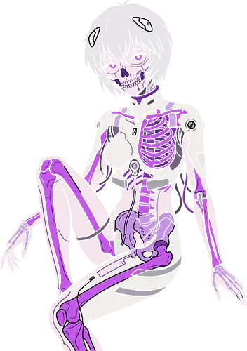 Vessel of Souls: The Synthetic Anatomy - Rei Ayanami apparel, anime skeleton graphic tee, body horror streetwear, First Child design, cyber goth clothing, 90s retro mecha fashion, aesthetic dark anime shirt, psychological sci-fi merch, neon skeleton anime tee - Standard T-Shirt