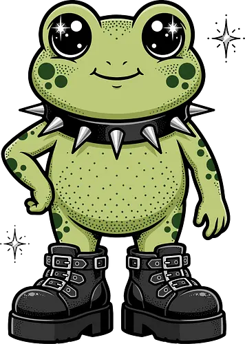 Punk Rock Toad: Kawaii Edge - punk frog shirt, kawaii goth apparel, edgy animal graphic tee, alternative streetwear clothing, spiked collar toad, chunky boots design, cute but psycho fashion, goblincore aesthetic tee, funny amphibian merch, comic book style graphic - Standard T-Shirt