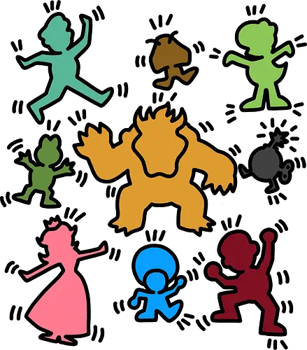 Classic Game Doodle - Mario, Luigi, Villain, Princess Peach - Standard T-Shirt