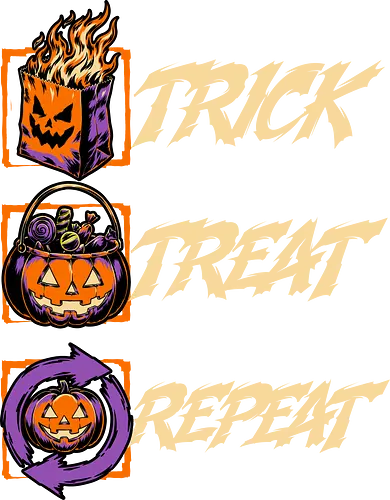 Halloween Trick Treat Repeat - Halloween, Halloween Humor, Halloween Design, Halloween Art, Halloween Aesthetic, Halloween Vibes, Funny Halloween, Halloween Pumpkin, Humor, Fun, Funny, Pumpkins, Pumpkin, Spooky Season, Spooky, Spooky Cute, Spooky Art, Spooky Vibes, Spooky Halloween, Spooky Humor, Creepy, Creepy Cute, Scary, Scary Cute, Candies, Candy, Jack O Lantern, Jack-o-lantern, Jack O Lantern Design, Fire, Bag, Trick Or Treat, Trick R Treat, Treats, Treat, Quote, Repeat - Standard T-Shirt