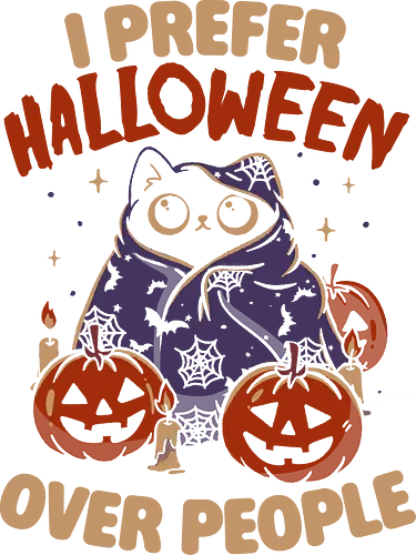 Halloween Over People - koalatees, koala, koalastudio, halloween, spooky, black cat, cat lover, introvert, pumpkins, sarcastic, cute, gothic - Standard T-Shirt