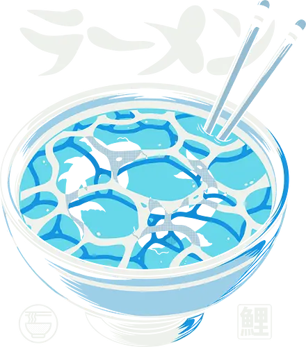 Serenity Soup - surreal, zen, japanese, tranquility, blue, creative, nature, oriental, food, anime, fish, water - Standard T-Shirt