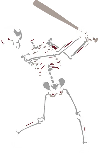 Batter Up: The Undead Hitter - skeleton baseball shirt, negative space graphic tee, minimalist skull apparel, edgy sports streetwear, dead batter design, alternative gothic clothing, dark aesthetic baseball tee, fragmented skeleton art, spooky sports merch, unique skull graphic - Standard T-Shirt
