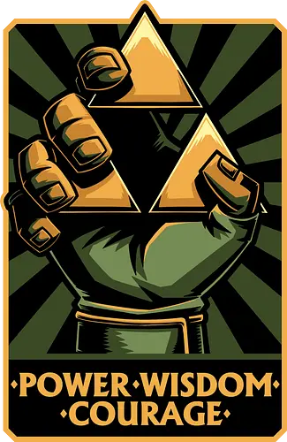 Elf Game Triangle - Power, Courage, Wisdom, Triangle, Cool, Awesome, Classic, Classic Video Games, Classic Video Game, Classic Games, Classic Game, Video Games, Video Game, Vintage, Retro, Retro Vintage, Vintage Games, Fantasy, Adventure, Magic, Magical, Elf, Elfs, Revolution, Poster - Standard T-Shirt