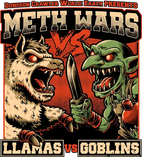 Dungeon Crawler War - nerd, geek, book, books, bookworm, RPG, role-playing game, tabletop, isekai, fantasy, adventure, post-apocalypse, crawler, game, video game, video games, games, fun, funny, inside jokes, strange creatures, creature, creatures, monster, monsters, fight poster, mma, boxe, war, poster, goblin, Roleplay Game, Roleplay, Roleplaying Game, Science Fantasy, Science Fiction, Scifi, Post-apocalyptic, Apocalypse, Post Apocalyptic, Postapocalypse, nerd, geek, book, books, bookworm, RPG, role-playing game, tabletop, isekai, fantasy, adventure, post-apocalypse, crawler, game, video game, video games, games, fun, llama, Fight, Fighting, Llama, Role-play, Role-playing, funny, inside jokes, strange creatures, creature, creatures, monster, monsters, fight poster, mma, boxe, war, poster, goblin, llama, Fight, Fighting, Llama, Role-play, Role-playing, Roleplay Game, Roleplay, Roleplaying Game, Science Fantasy, Science Fiction, Scifi, Post-apocalyptic, Apocalypse, Post Apocalyptic, Postapocalypse - Standard T-Shirt