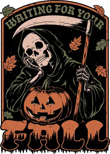 Grim Reaper Autumn - Pain, Halloween, Halloween Design, Halloween Art, Halloween Aesthetic, Halloween Pumpkin, Halloween Vibes, Spooky, Spooky Season, Creepy, Scary, Scary Art, Pumpkins, Pumpkin, Skeleton, Skull, Dark, Horror, Horror Stories, Fright, Creature, Autumn, Autumn Leaves, Autumn Vibes, Autumn Season, Fall, Fall Leaves, Fall Vibes, Leaves, Leaf, Pumpkin Season, Fun, Funny, Dark Humor, Humor, Sarcastic, Sarcasm, Irony, Dread, Existential Dread. Laugh, Laughing, Nihilist Humor, Nihilist, Relatable - Standard T-Shirt