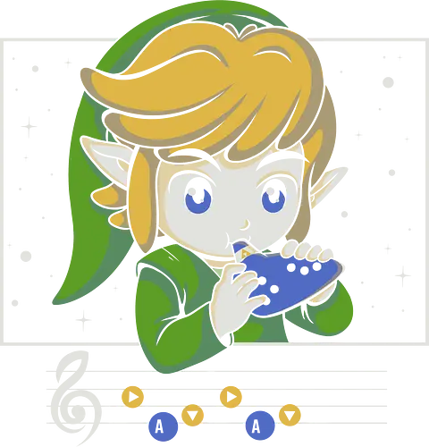 My Song - gaming, videogame, retro, fantasy, music, ocarina, adventure, gamer, geek, nostalgia, melody, magical, character, cartoon, anime, stars, player, classic, illustration, gaming - Standard T-Shirt