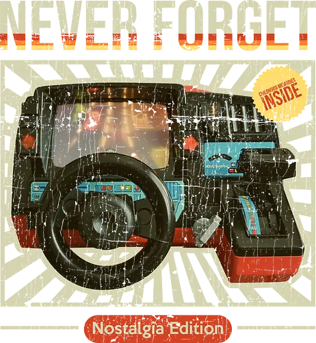 Never Forget - 80s Car Racing Simulator - 80s, 80s kid, 80s toys, childhood, childhood games, childhood memories, never forget, nostalgia, retro, retro style, toys, vintage, 80s aesthetic, 80s retro, nostalgia lover - Standard T-Shirt
