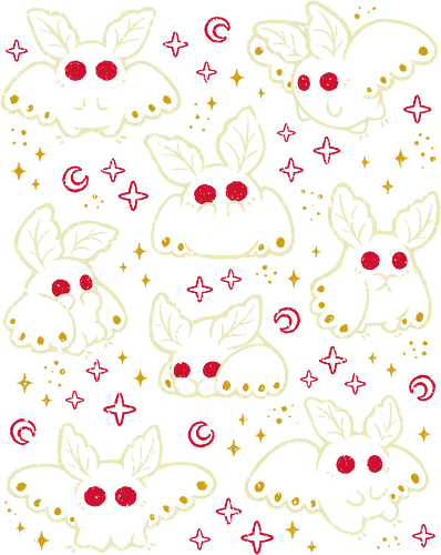Cute Mothman - cute mothman, kawaii mothman, cryptid, paranormal, red eyes, creepy cute, spooky cute, goth, dark, monster, winged bipedal, crescent moon, seamless, pattern, xmorfina - Standard T-Shirt