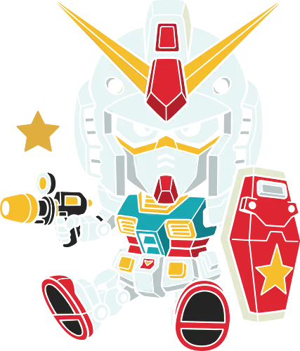 Chibi Mobile Suit: The RX-78 - Gundam shirt, chibi mecha graphic tee, RX 78 2 apparel, retro anime streetwear, kawaii robot clothing, nostalgic sci fi anime merch, Mobile Suit design, Japanese pop culture tee, Gunpla builder fashion, 80s anime aesthetic - Standard T-Shirt