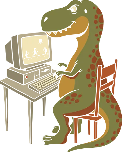 No Connection: The Offline Gamer - funny dinosaur shirt, no internet graphic tee, offline game apparel, retro computer streetwear, tech humor clothing, 90s gamer merch, relatable internet design, cute t-rex shirt, vintage PC aesthetic, web developer fashion - Standard T-Shirt
