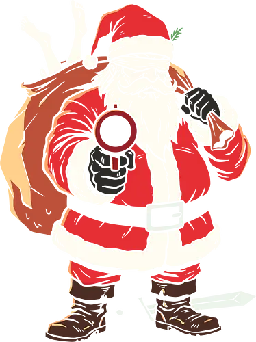 Naughty List Enforcer: Badass Santa - badass santa shirt, funny christmas graphic tee, dark humor holiday apparel, action movie santa clothing, edgy winter streetwear, sarcastic festive merch, naughty list enforcer design, ironic ugly sweater alternative, cool pop art santa, vintage stencil graphic - Standard T-Shirt