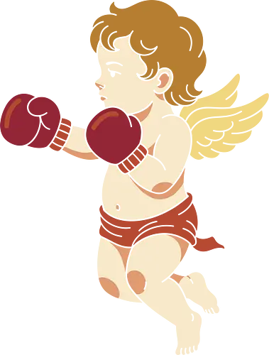 Fighting Cupid: The Boxing Angel - fighting cupid graphic tee, funny valentine apparel, retro cherub streetwear, boxing angel shirt, ironic romantic clothing, classic art parody tee, minimalist aesthetic fashion, love hurts graphic, quirky sports merch, vintage angel design - Standard T-Shirt