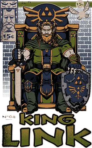 Elf Game King - Retro Vintage, Console, Retro Console, Platform, Fairy, Elf, King, Master Sword, Shield, Comic, Comic Book, Comics, Comic Books, Comic Book Cover, Throne, Video Game, Video Games, Game, Games, Classic Video Games, Classic Video Game, Classic Game, Classic Games, Nostalgia, Nostalgic, Adventure, Fantasy, Vintage, Retro - Standard T-Shirt
