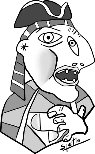 Fragmentiertes Porträt im Modernen Kunststil - fragmentiertes Porträt, moderne Kunst, geometrischer Stil, Schwarzweiß-Strichzeichnung, einzigartiges Gesicht, konzeptionelle Illustration, kubistische Kunst, Filmfigur, Piratenhut, the Goonies, Sloth, Lotney Fratelli, Pablo Picasso, markanter Ausdruck, künstlerische Karikatur, Kunstbewegung, experimentelle Kunst, abstraktes Porträt, europäische Kunst - Standard T-Shirt