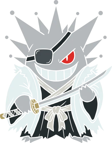 Phantom Captain: The Demon Swordsman - Gengar crossover shirt, Bleach anime graphic tee, Kenpachi cosplay apparel, ghost monster streetwear, anime swordsman clothing, retro gaming mashup design, shonen manga fashion, Japanese samurai ghost, edgy otaku aesthetic tee, nostalgic pop culture merch - Standard T-Shirt
