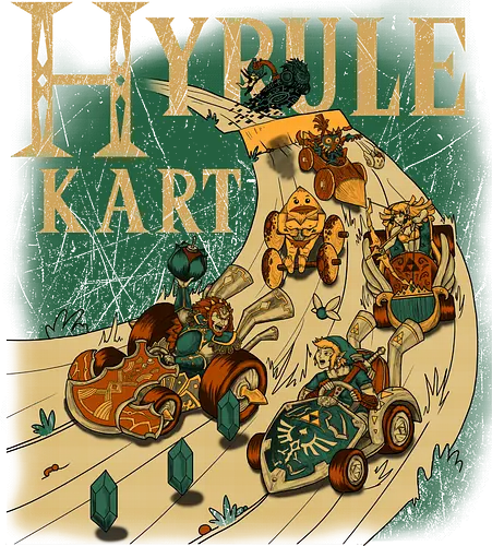 Fantasy-Figuren Rasen in Epischem Fahrzeug-Showdown - Fahrzeugrennen, Fantasy-Figuren, Retro-Ästhetik, magisches Königreich, Heldenkrieger, Kriegerprinzessin, dunkler Bösewicht, geheimnisvolle Kreatur, komischer Vogel, legend, Mario Kart, Hero of Time, Princess, Villain, Midna, Skull Kid, mashup, magische Kristalle, Vintage-Gamer-Kunst, Abenteuer-Illustration, wildes Rennen, Fantasy-Universum, episches Rennen - Standard T-Shirt