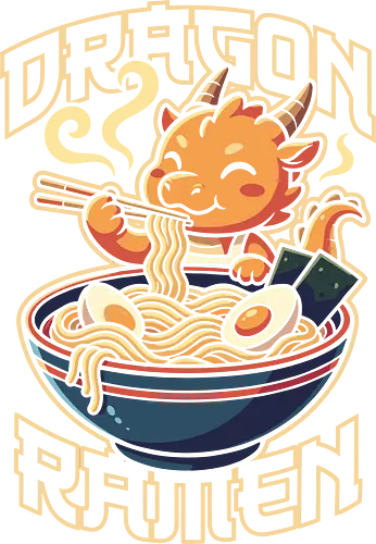 Dragon Ramen: The Fiery Feast - Japanese ramen shirt, kawaii dragon graphic tee, cute anime food apparel, retro foodie streetwear, slurp noodles design, aesthetic pop art clothing, fantasy creature merch, Japanese noodle bowl shirt, orange dragon graphic, cozy otaku fashion - Standard T-Shirt