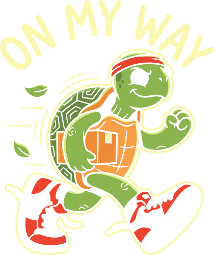 Turtle Express: On My Way - funny turtle shirt, on my way graphic tee, sarcastic runner apparel, slow animal clothing, ironic workout merch, retro mascot streetwear, running sneakers graphic, relatable chronically late tee, aesthetic cartoon fashion, funny delivery driver shirt - Standard T-Shirt
