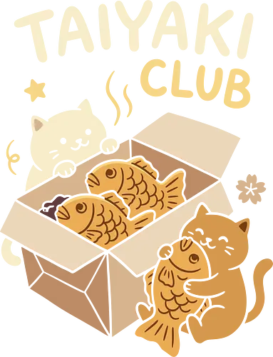 Taiyaki Club: Cute Cat  - Taiyaki club shirt, kawaii cat graphic tee, Japanese food apparel, anime dessert streetwear, cute pastry design, cozy aesthetic clothing, pastel animal merch, cat lover fashion, Japanese sweets tee, wholesome anime graphic - Standard T-Shirt