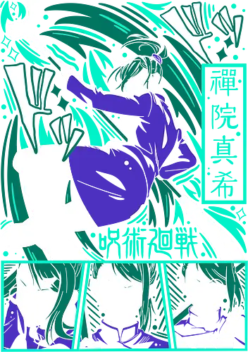 Maki Zen in Cursed Realm JJK - shonen warrior, maki zenin, jjk maki, green teal art, strong female character, anime girl power, jujutsu kaisen fan, otaku gift - Standard T-Shirt